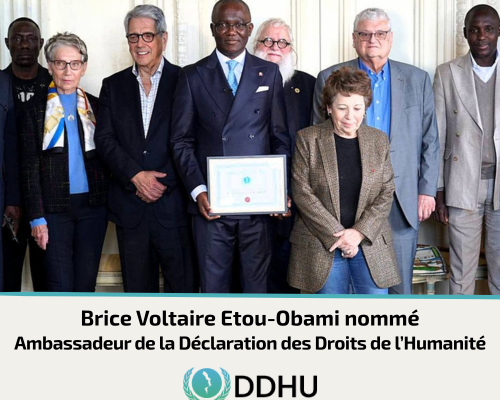 Brice Voltaire Etou-Obami nommé Ambassadeur de la Déclaration des Droits de l’Humanité